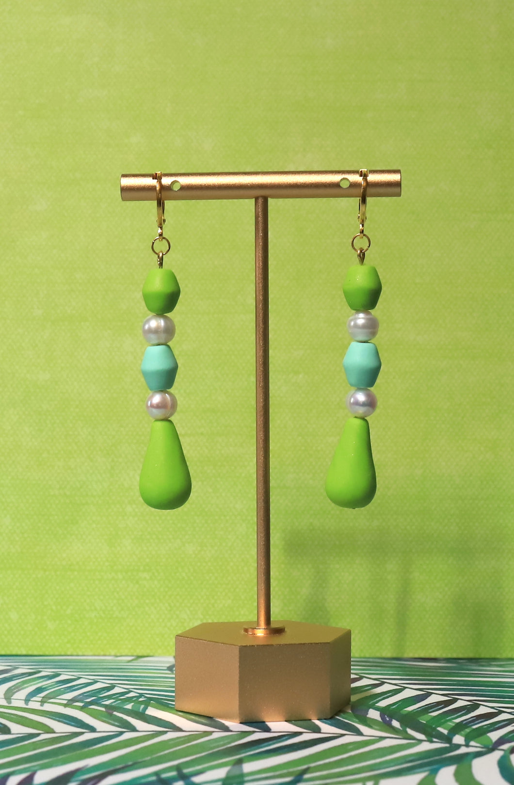 Palawan bead dangle (green/mint/green)