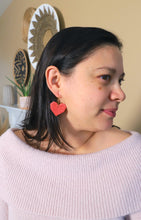 Load image into Gallery viewer, Valentine&#39;s Geo Heart (pink shimmer hoops)
