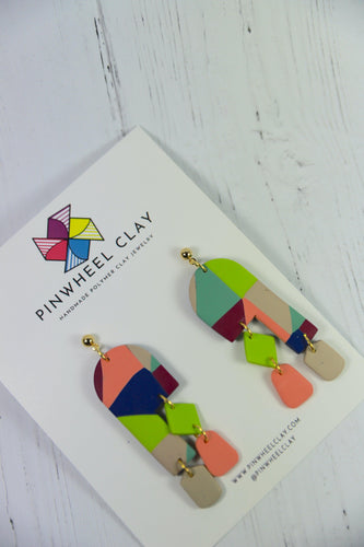 Prague Multi-colored Dangles - Pinwheel Clay