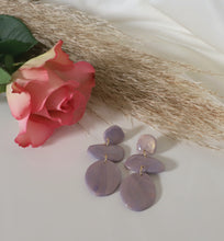Load image into Gallery viewer, Valentine&#39;s Pebble Dangles (purple shimmer)
