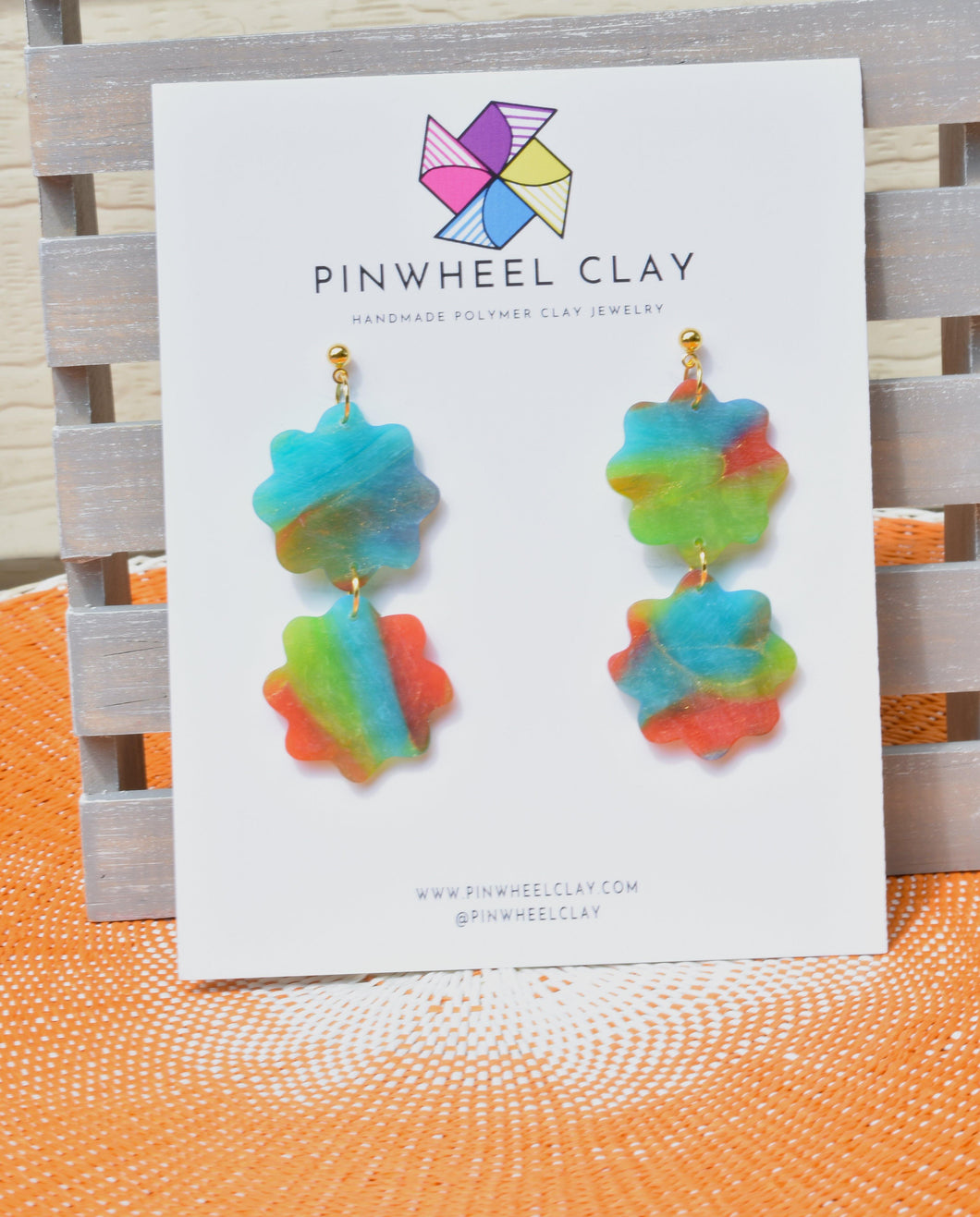 Zanzibar Flower Dangles - Pinwheel Clay